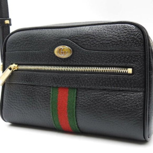 Gucci Ophidia Mini Shoulder Bag with Web in Black NEW W DUSTBAG - Picture 1 of 3
